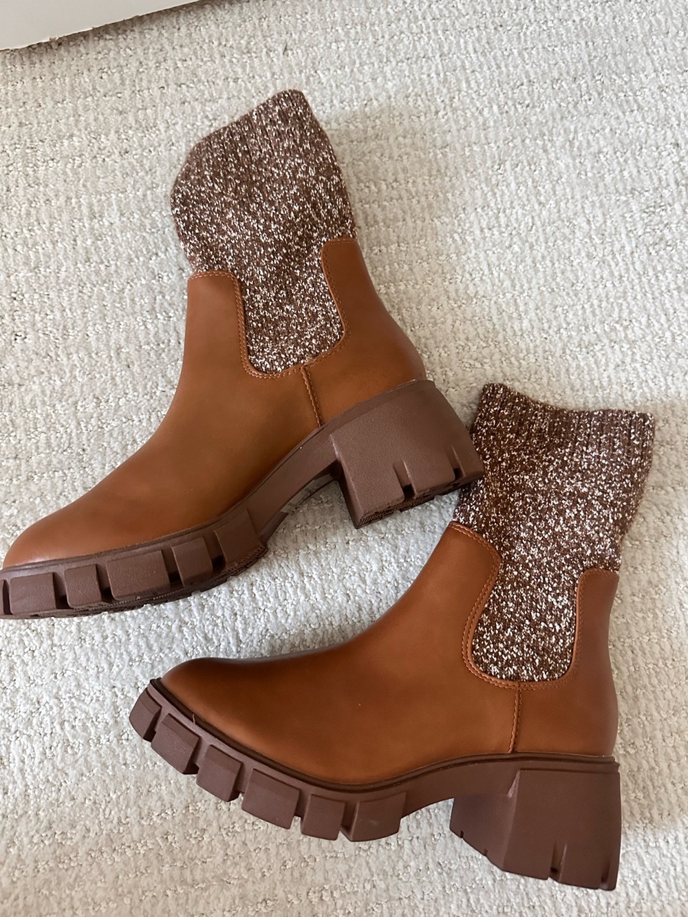 Target Women's Brown Chunky Chelsea Sock Boot Size 8